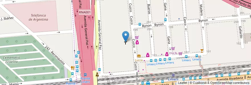 Mapa de ubicacion de San Cayetano, Liniers en آرژانتین, Ciudad Autónoma De Buenos Aires, Buenos Aires, Partido De Tres De Febrero.