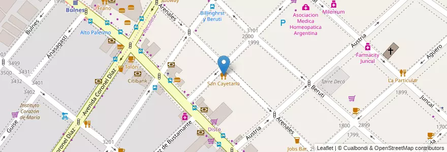 Mapa de ubicacion de San Cayetano, Recoleta en الأرجنتين, Ciudad Autónoma De Buenos Aires, Comuna 2, Buenos Aires.