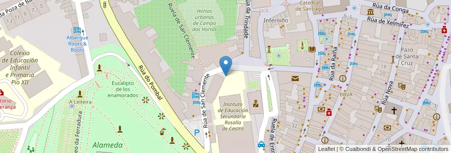 Mapa de ubicacion de San Clemente en Espagne, Galice, A Corogne, Santiago, Santiago De Compostela.