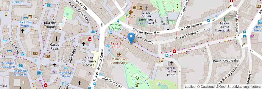 Mapa de ubicacion de San Clodio en スペイン, ガリシア州, A Coruña, Santiago, Santiago De Compostela.