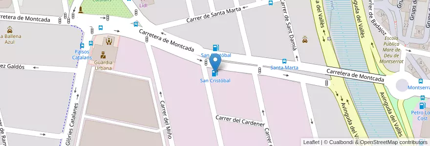 Mapa de ubicacion de San Cristóbal en Espanha, Catalunha, Barcelona, Vallès Occidental, Terrassa.