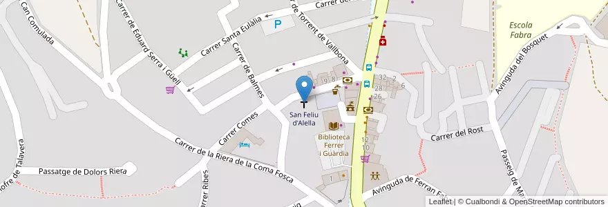 Mapa de ubicacion de San Feliu d'Alella en Espanha, Catalunha, Barcelona, Maresme, Alella.