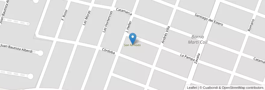 Mapa de ubicacion de San Fernado en アルゼンチン, トゥクマン州, Departamento Yerba Buena, Yerba Buena.
