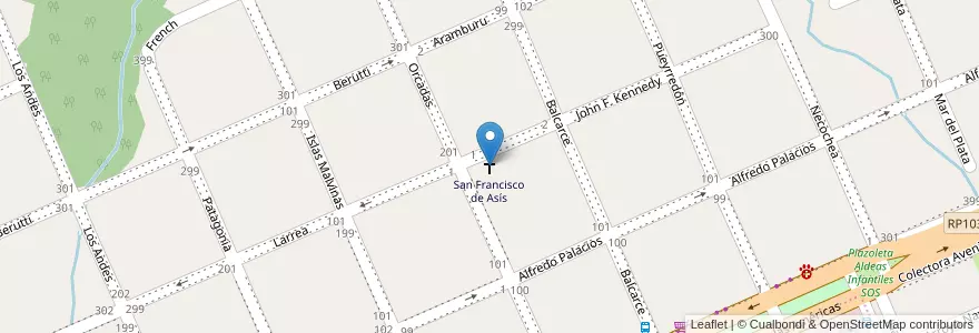 Mapa de ubicacion de San Francisco de Asís en Arjantin, Misiones, Departamento Oberá.