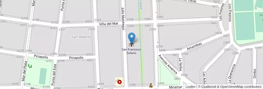 Mapa de ubicacion de San Francisco Solano en Arjantin, Santa Fe, Departamento Rosario, Municipio De Funes, Funes.