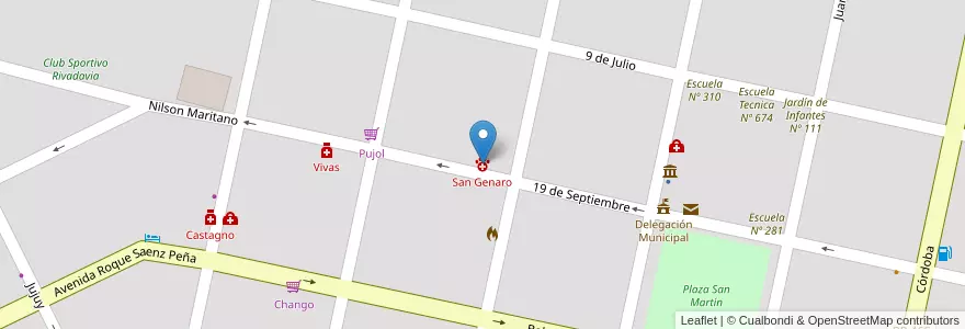 Mapa de ubicacion de San Genaro en آرژانتین, سانتافه, Departamento San Jerónimo, Municipio De San Genaro, San Genaro.