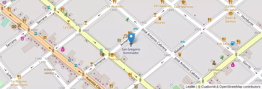 Mapa de ubicacion de San Gregorio Iluminador, Palermo en Argentine, Ciudad Autónoma De Buenos Aires, Buenos Aires.