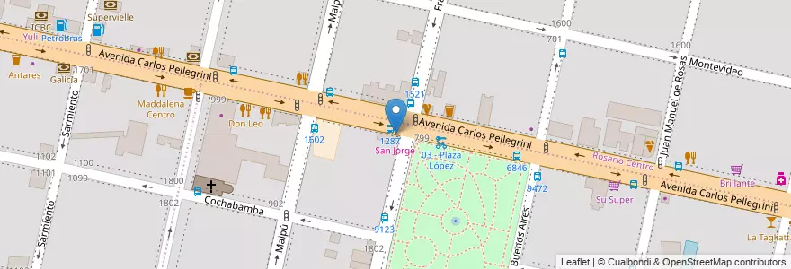Mapa de ubicacion de San Jorge en Arjantin, Santa Fe, Departamento Rosario, Municipio De Rosario, Rosario.