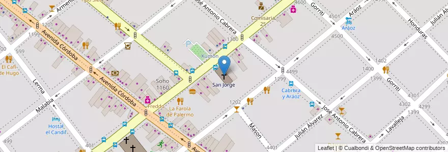 Mapa de ubicacion de San Jorge, Palermo en Arjantin, Ciudad Autónoma De Buenos Aires, Buenos Aires.