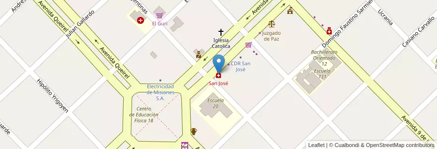 Mapa de ubicacion de San José en 아르헨티나, Misiones, Departamento Apóstoles, Municipio De San José.
