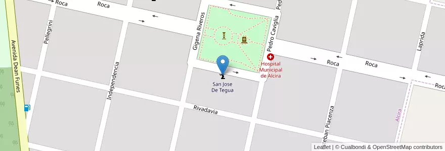 Mapa de ubicacion de San Jose De Tegua en アルゼンチン, コルドバ州, Departamento Río Cuarto, Pedanía Tegua, Municipio De Alcira, Alcira.