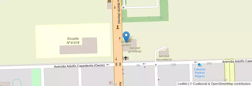 Mapa de ubicacion de San José (jardín) en Argentina, Cile, Mendoza, Departamento Malargüe, Distrito Ciudad De Malargüe.