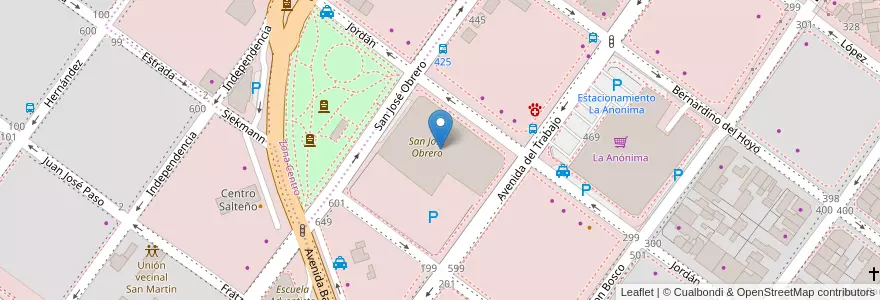 Mapa de ubicacion de San Jose Obrero en Arjantin, Santa Cruz, Şili, Mercado De La Ciudad, Deseado, Caleta Olivia.