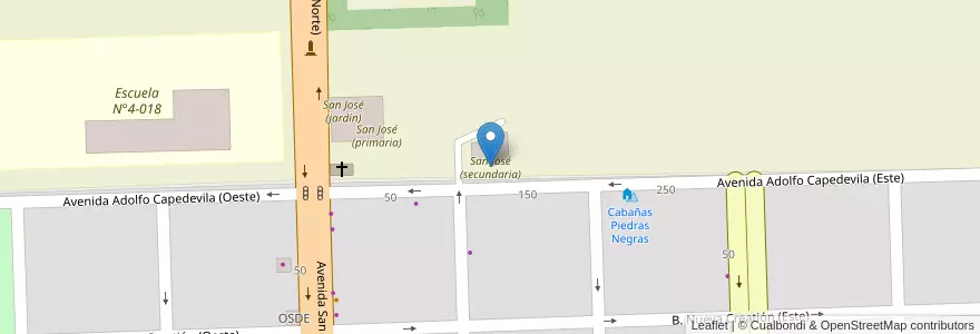 Mapa de ubicacion de San José (secundaria) en Argentina, Cile, Mendoza, Departamento Malargüe, Distrito Ciudad De Malargüe.