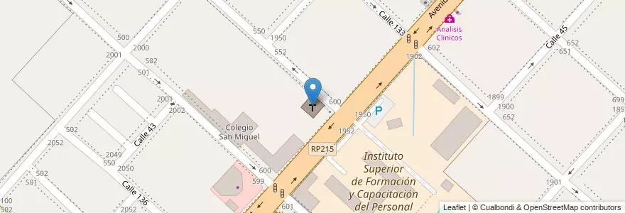 Mapa de ubicacion de San Juan Bosco, San Carlos en Arjantin, Buenos Aires, Partido De La Plata, San Carlos.