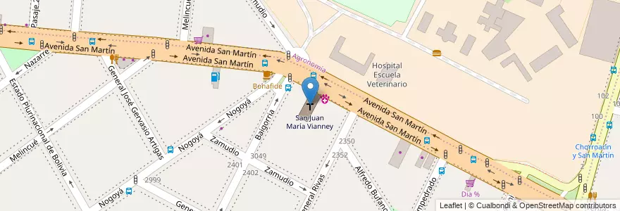 Mapa de ubicacion de San Juan María Vianney, Villa del Parque en 阿根廷, Ciudad Autónoma De Buenos Aires, 布宜诺斯艾利斯, Comuna 15.