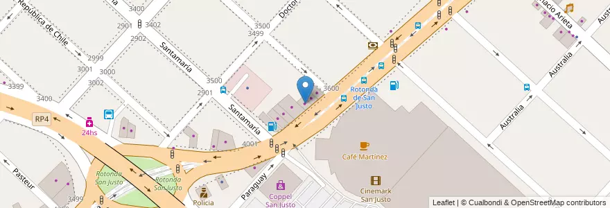 Mapa de ubicacion de San Justo Motos en アルゼンチン, ブエノスアイレス州, Partido De La Matanza, San Justo.