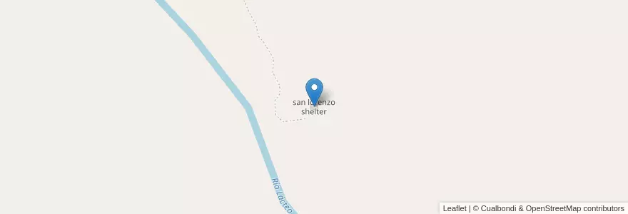 Mapa de ubicacion de san lorenzo shelter en アルゼンチン, サンタクルス州, チリ, Río Chico.