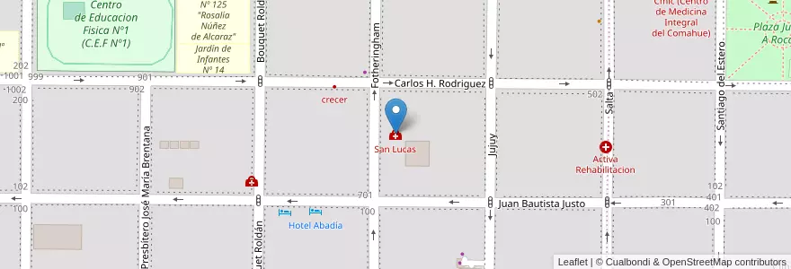 Mapa de ubicacion de San Lucas en Argentinien, Chile, Provinz Neuquén, Departamento Confluencia, Municipio De Neuquén, Neuquén.