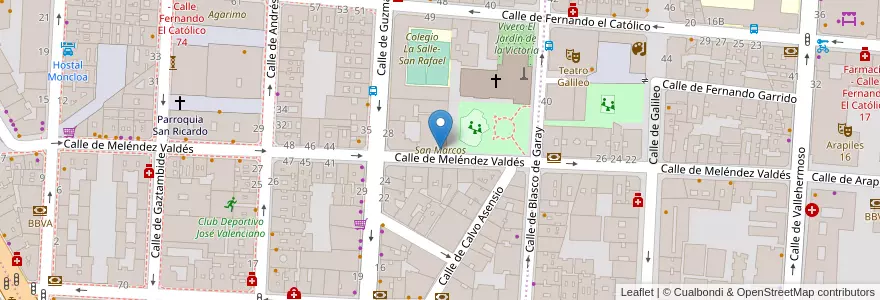 Mapa de ubicacion de San Marcos en Испания, Мадрид, Мадрид, Área Metropolitana De Madrid Y Corredor Del Henares, Мадрид.