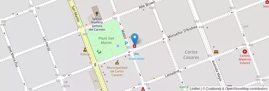 Mapa de ubicacion de San Martin en Argentina, Buenos Aires, Partido De Carlos Casares, Carlos Casares.