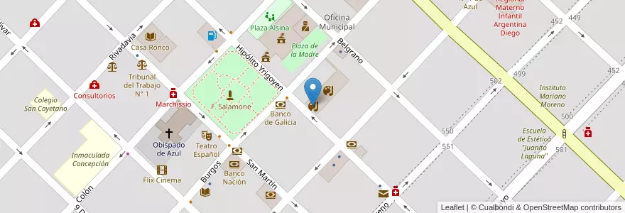 Mapa de ubicacion de SAN MARTÍN en Arjantin, Buenos Aires, Partido De Azul.