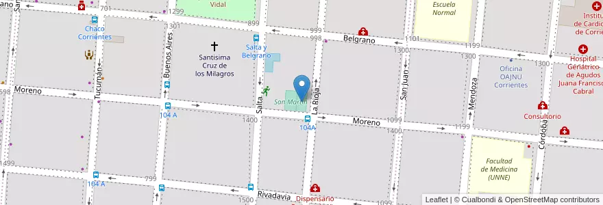 Mapa de ubicacion de San Martin en 아르헨티나, Corrientes, Departamento Capital, Corrientes, Corrientes.