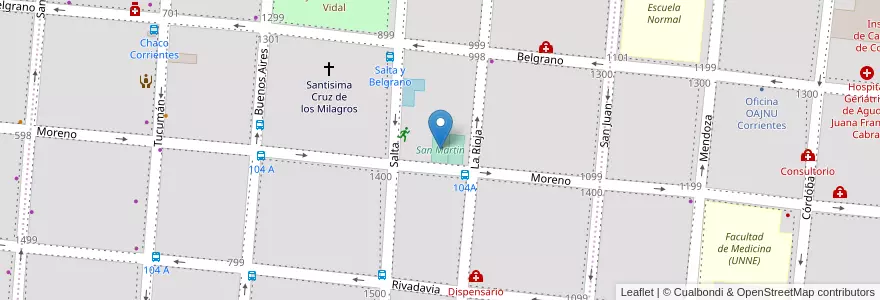 Mapa de ubicacion de San Martin en Argentine, Corrientes, Departamento Capital, Corrientes, Corrientes.