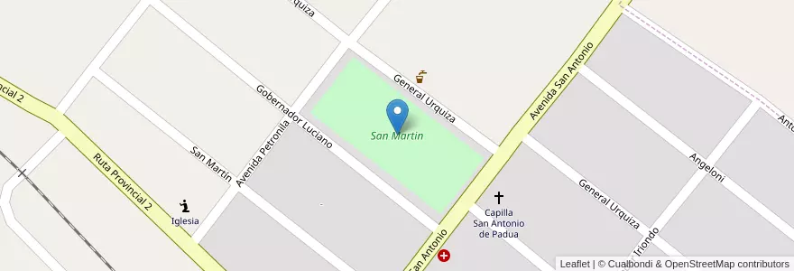 Mapa de ubicacion de San Martin en Arjantin, Santa Fe, Departamento San Cristóbal, Municipio De Villa Saralegui, Villa Saralegui.