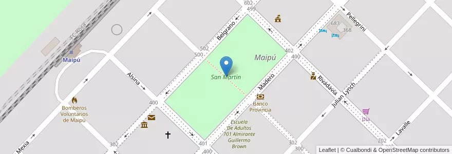 Mapa de ubicacion de San Martín en آرژانتین, استان بوئنوس آیرس, Partido De Maipú, Maipú.