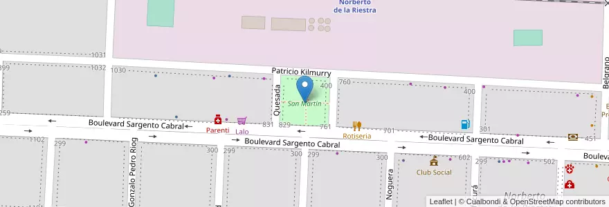 Mapa de ubicacion de San Martín en Argentina, Buenos Aires, Partido De Veinticinco De Mayo, Norberto De La Riestra.