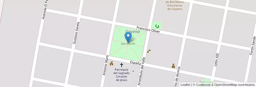Mapa de ubicacion de San Martín en 아르헨티나, 부에노스아이레스주, Partido De Saavedra, Goyena.