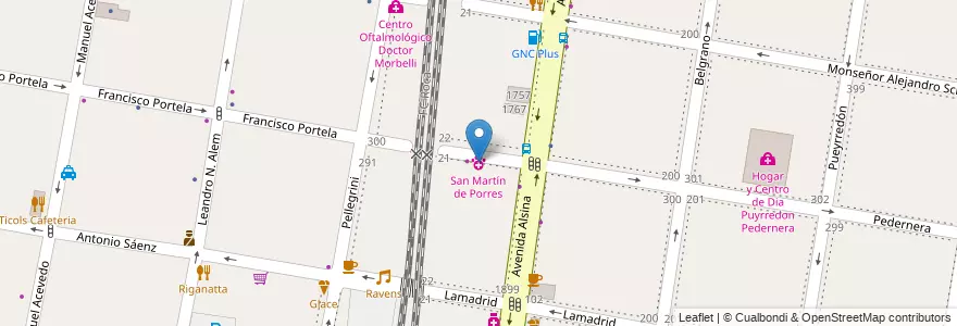 Mapa de ubicacion de San Martín de Porres en Arjantin, Buenos Aires, Partido De Lomas De Zamora, Lomas De Zamora.