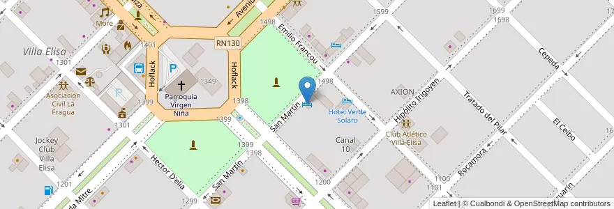 Mapa de ubicacion de San Martin Plaza Hotel en Аргентина, Междуречье, Departamento Colón, Distrito Segundo, Villa Elisa, Villa Elisa.