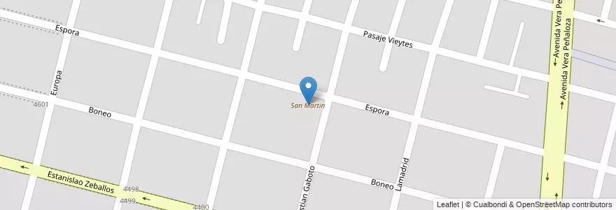 Mapa de ubicacion de San Martin en アルゼンチン, サンタフェ州, Departamento La Capital, Santa Fe Capital, Santa Fe.