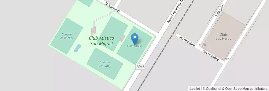 Mapa de ubicacion de San Miguel en 아르헨티나, 부에노스아이레스주, Partido De General Las Heras, General Las Heras.