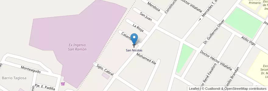 Mapa de ubicacion de San Nicolas en アルゼンチン, トゥクマン州, Departamento Monteros, Municipio De Villa Quinteros.