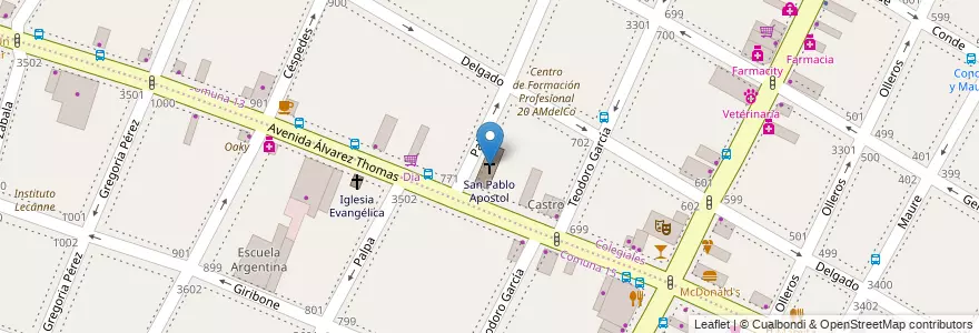 Mapa de ubicacion de San Pablo Apostol, Colegiales en الأرجنتين, Ciudad Autónoma De Buenos Aires, Buenos Aires.