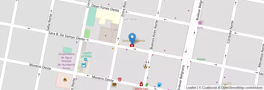 Mapa de ubicacion de San Patricio en Argentinien, Santa Fe, Departamento Castellanos, Municipio De Humberto Primo, Humberto Primo.