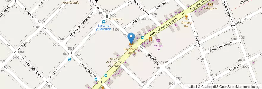 Mapa de ubicacion de San Pedro Pizzeria, Monte Castro en Arjantin, Ciudad Autónoma De Buenos Aires, Buenos Aires, Comuna 10.