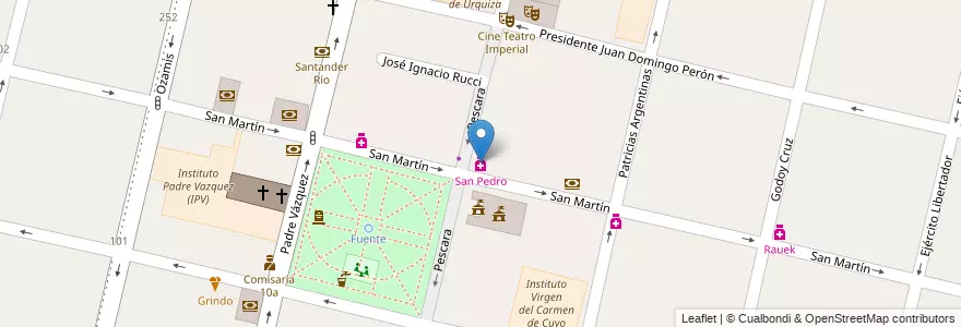 Mapa de ubicacion de San Pedro en Argentina, Chile, Mendoza, Departamento Maipú, Distrito Ciudad De Maipú, Maipú.