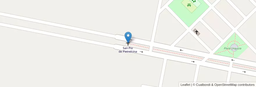 Mapa de ubicacion de San Pio de Pietrelcina en Argentina, Wilayah Entre Ríos, Departamento Concordia, Distrito Suburbios, La Criolla.