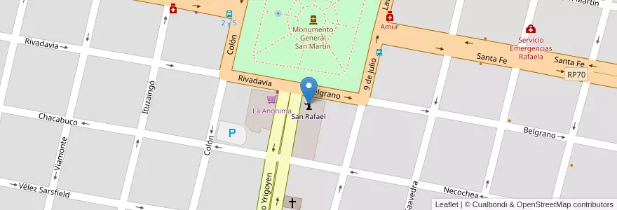 Mapa de ubicacion de San Rafael en 阿根廷, Santa Fe, Departamento Castellanos, Municipio De Rafaela.