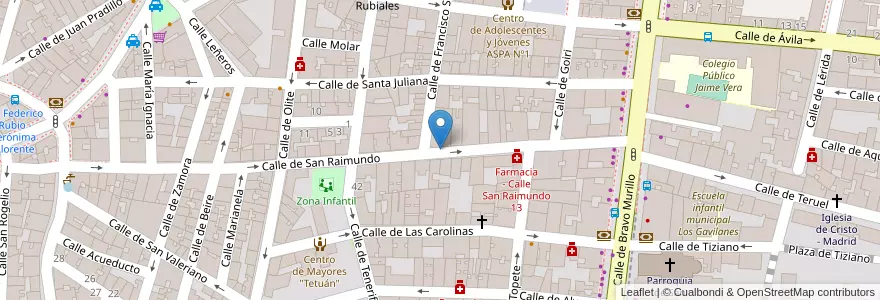 Mapa de ubicacion de SAN RAIMUNDO, CALLE, DE,20 en 스페인, Comunidad De Madrid, Comunidad De Madrid, Área Metropolitana De Madrid Y Corredor Del Henares, 마드리드.