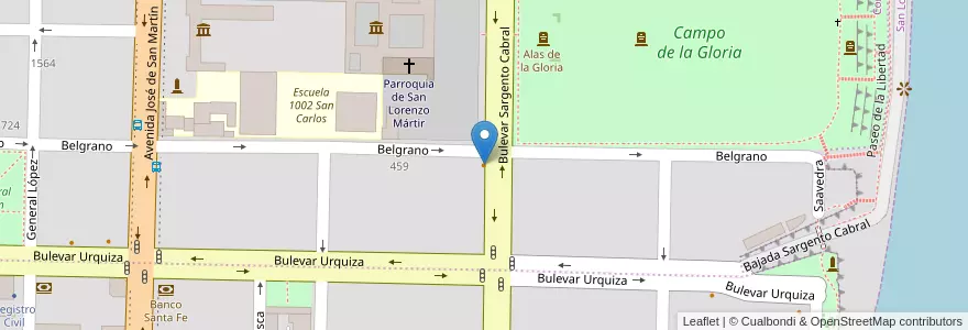 Mapa de ubicacion de San Remo en Arjantin, Santa Fe, Departamento San Lorenzo, Municipio De San Lorenzo, San Lorenzo.