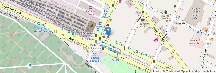 Mapa de ubicacion de San Remo, Chacarita en Аргентина, Буэнос-Айрес, Буэнос-Айрес, Comuna 15.