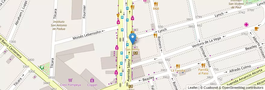Mapa de ubicacion de San Remo, Nueva Pompeya en الأرجنتين, Ciudad Autónoma De Buenos Aires, Comuna 4, Buenos Aires.