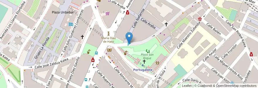 Mapa de ubicacion de San Roque en 스페인, Euskadi, Bizkaia, Bilboaldea, Portugalete.