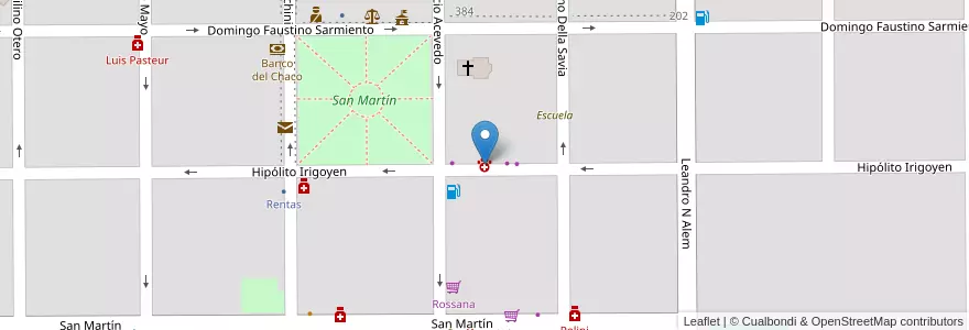 Mapa de ubicacion de San Roque en Argentinië, Chaco, Departamento Fray Justo Santa María De Oro, Municipio De Santa Sylvina, Santa Sylvina.