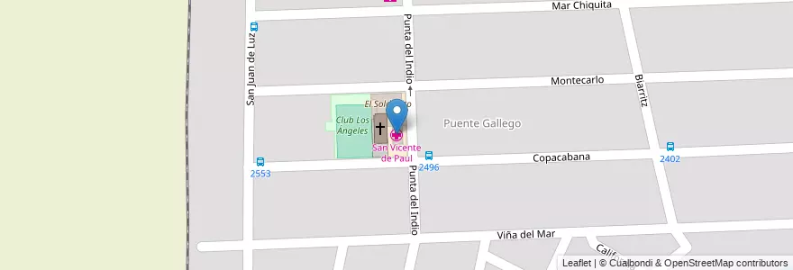Mapa de ubicacion de San Vicente de Paul en آرژانتین, سانتافه, Departamento Rosario, Municipio De Rosario, تسبیح.